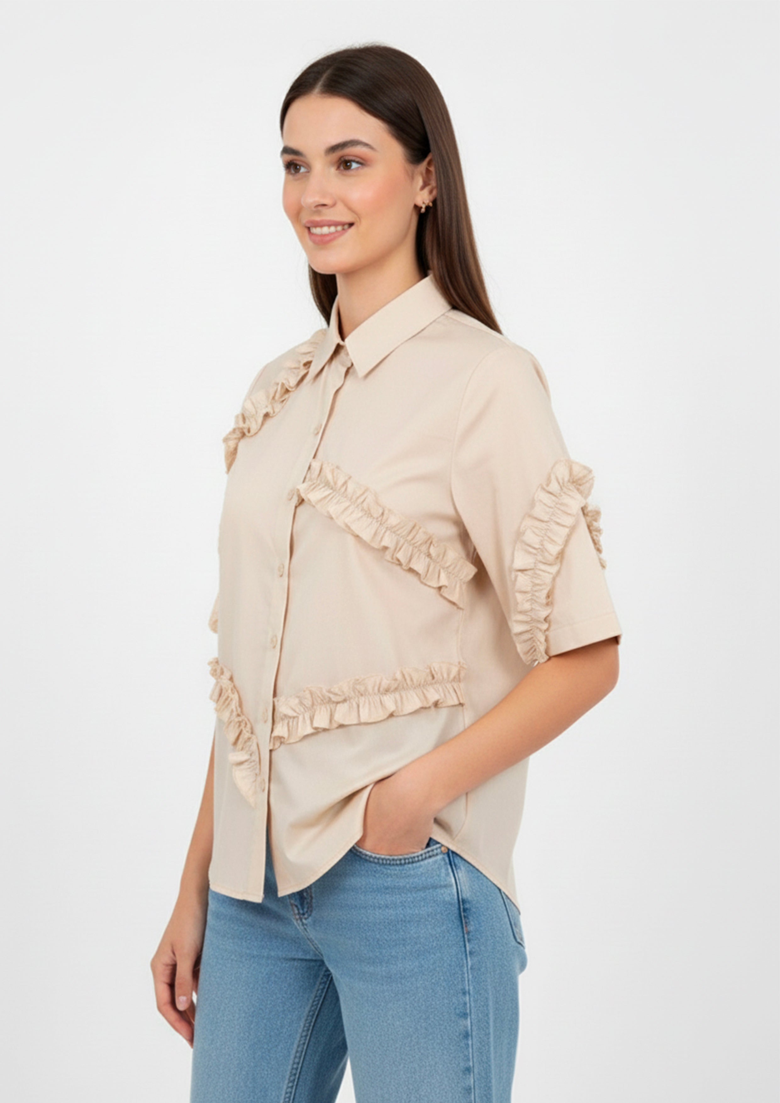 The Mono Frill- Beige