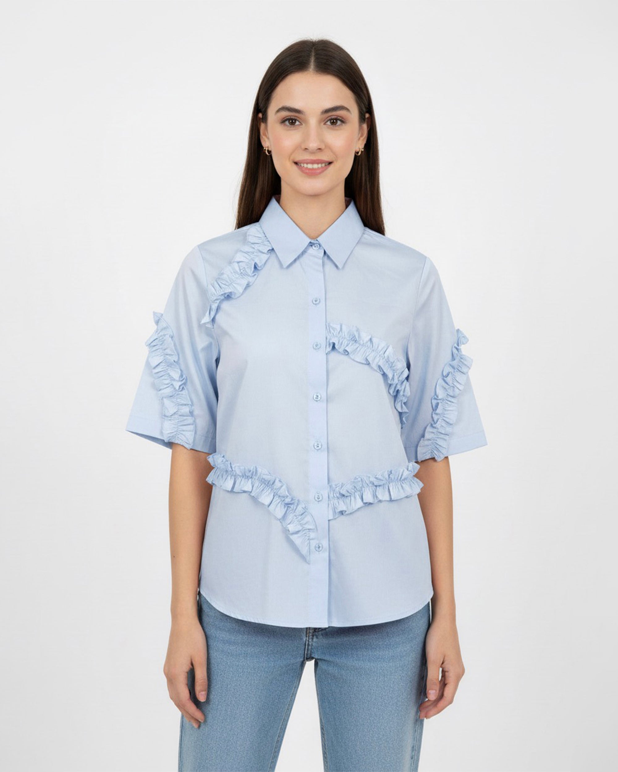 The Mono Frill Shirt- Blue