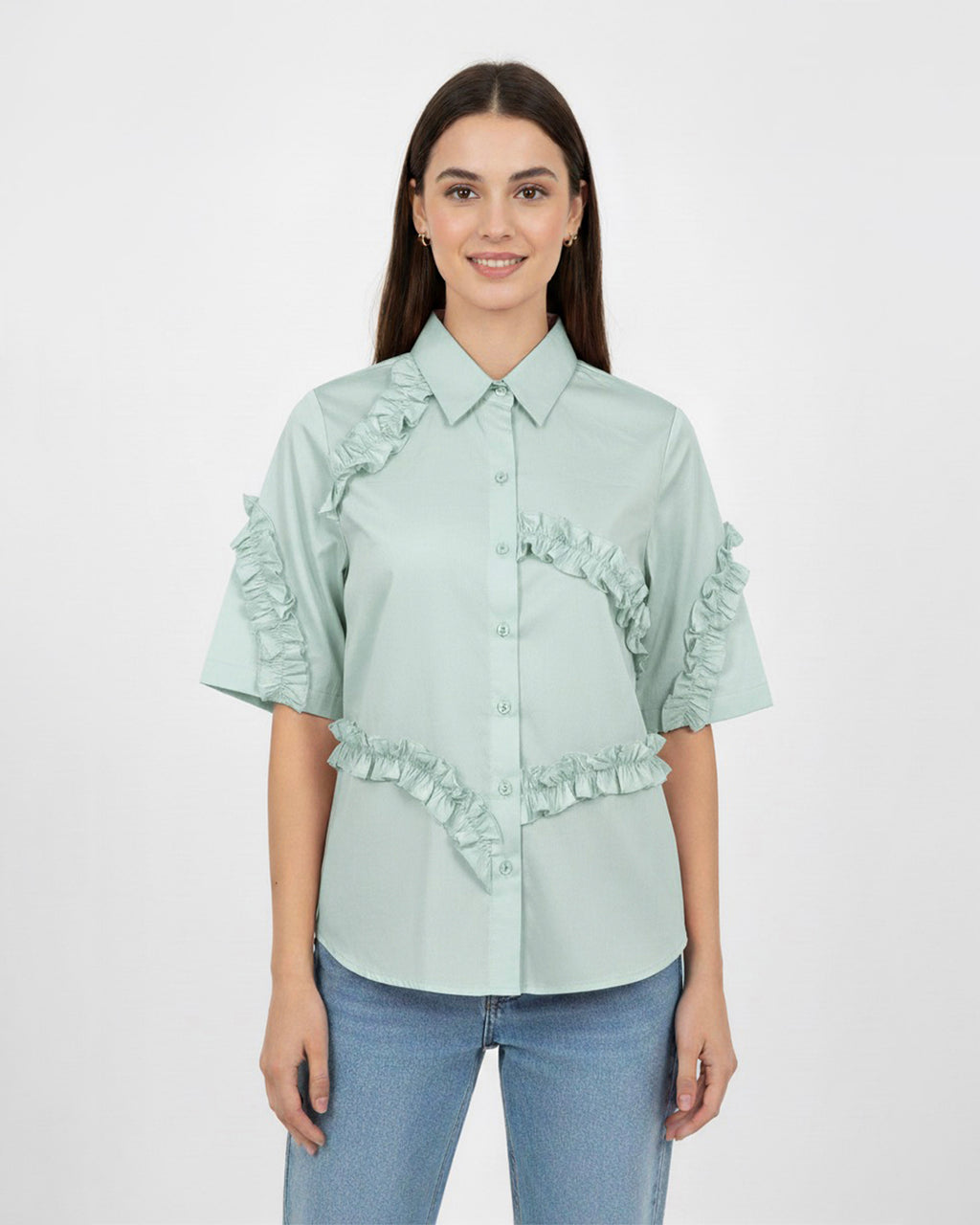 The Mono Frill Shirt- Sage